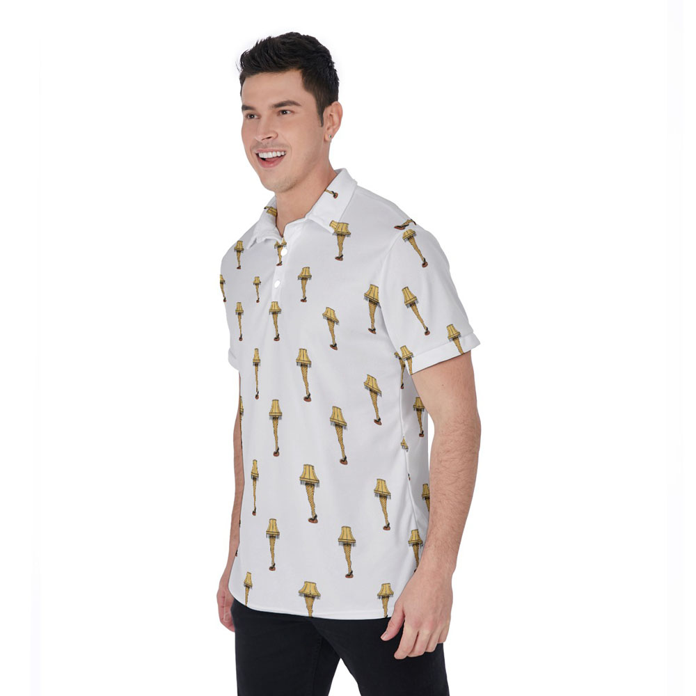 Funny Christmas Leg Lamp Hawaiian Polo Golf Shirt