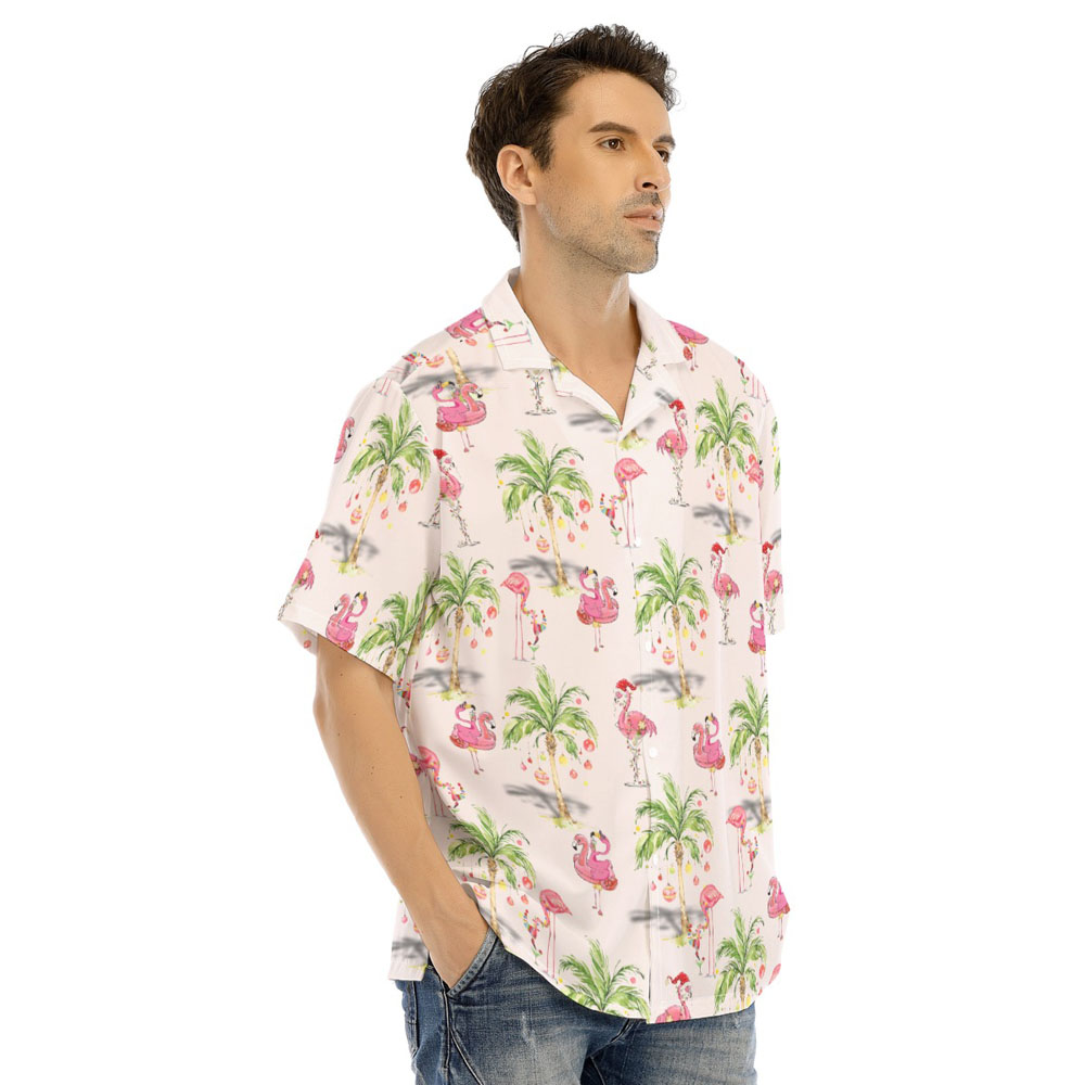 Christmas Flamingo Palm Tree Hawaiian Shirt