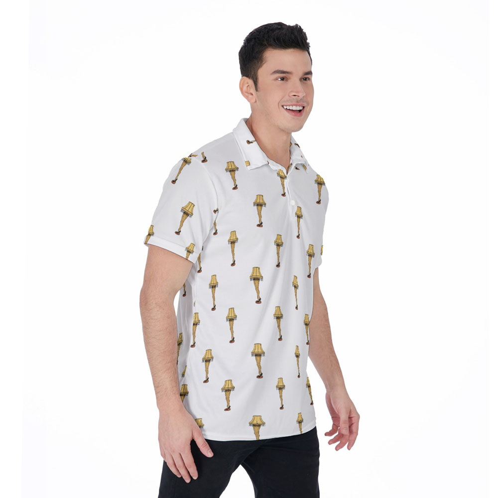 Funny Christmas Leg Lamp Hawaiian Polo Golf Shirt