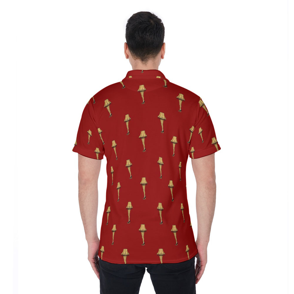 Funny Leg Lamp Christmas Hawaiian Polo Golf Shirt