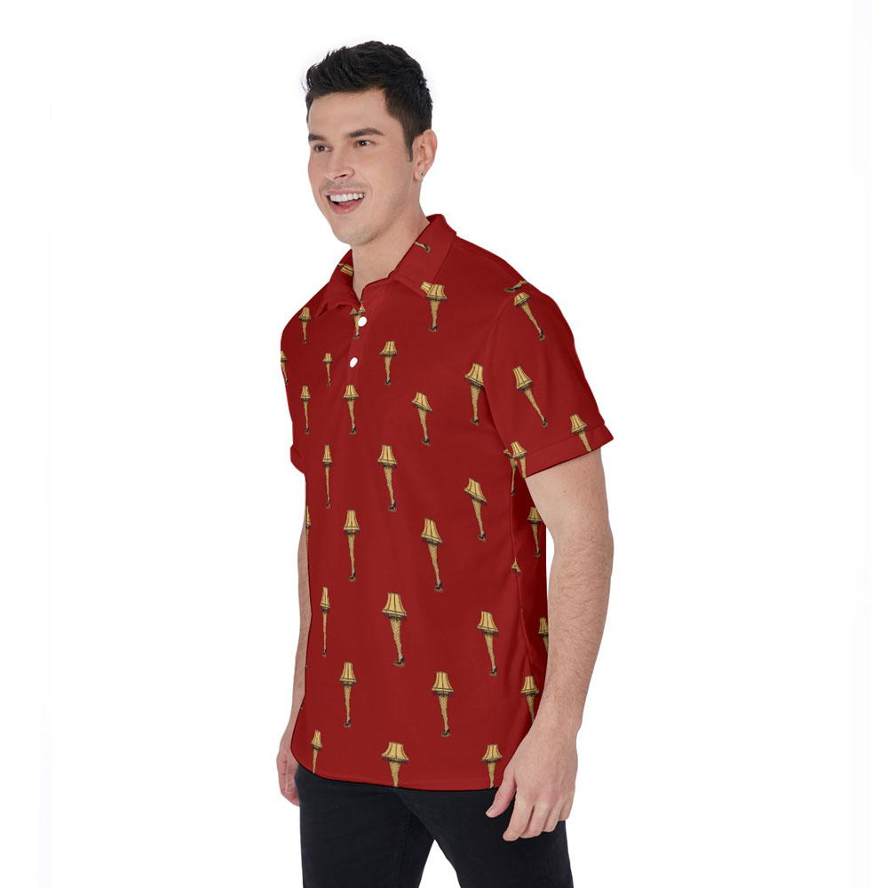Funny Leg Lamp Christmas Hawaiian Polo Golf Shirt