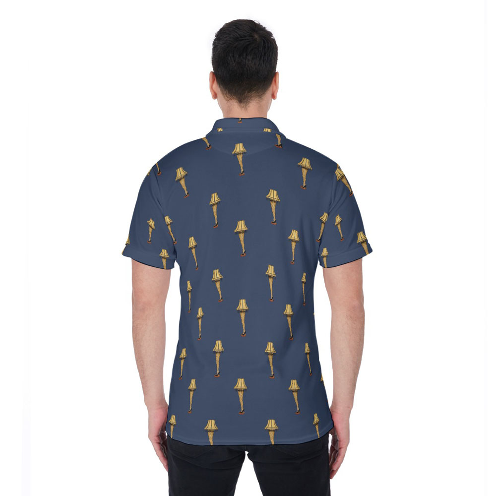Christmas Leg Lamp Navy Hawaiian Polo Golf Shirt