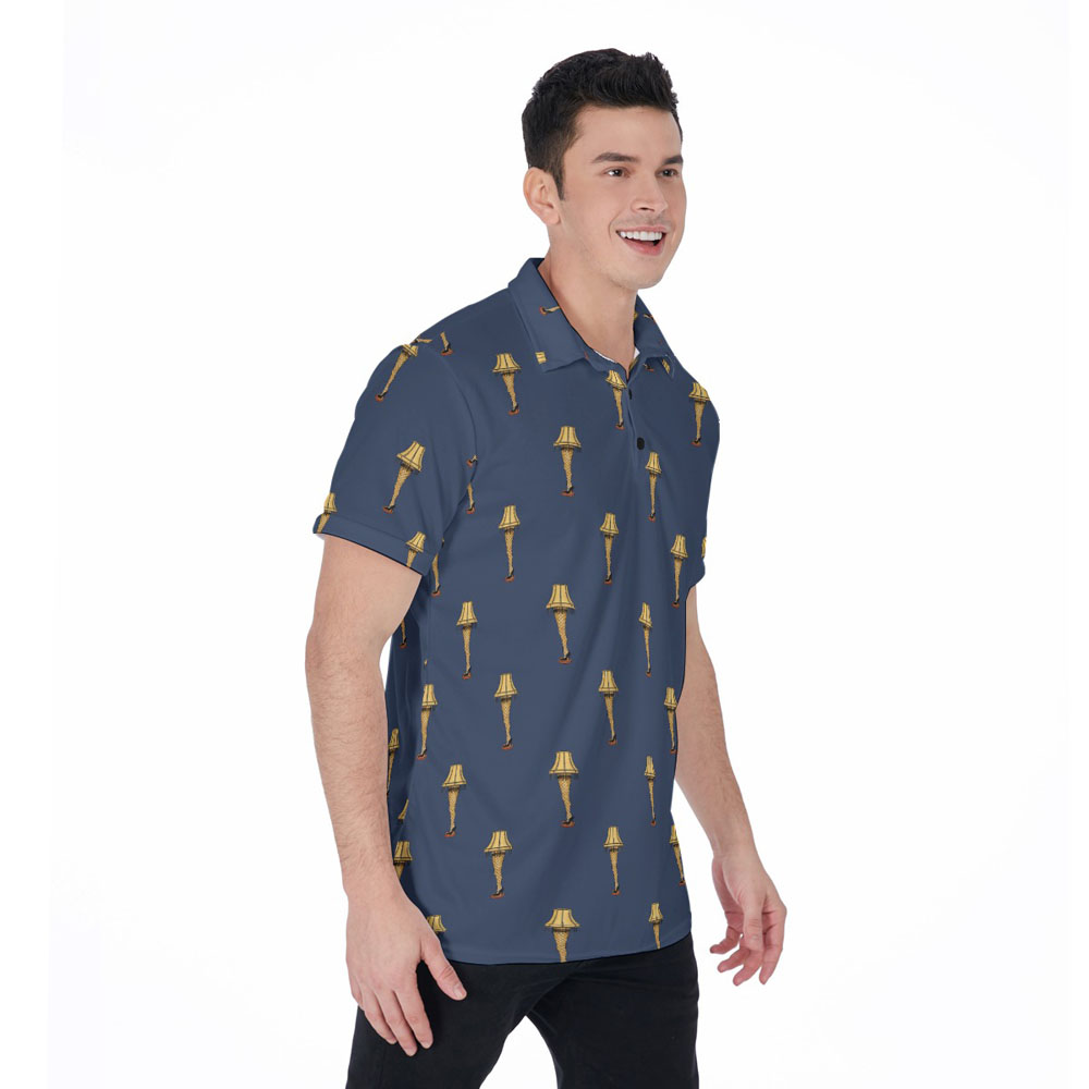 Christmas Leg Lamp Navy Hawaiian Polo Golf Shirt