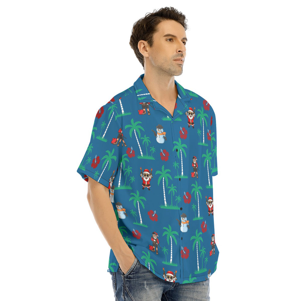 Cool Tactical Santa Claus Snowman Navy Hawaiian Shirt