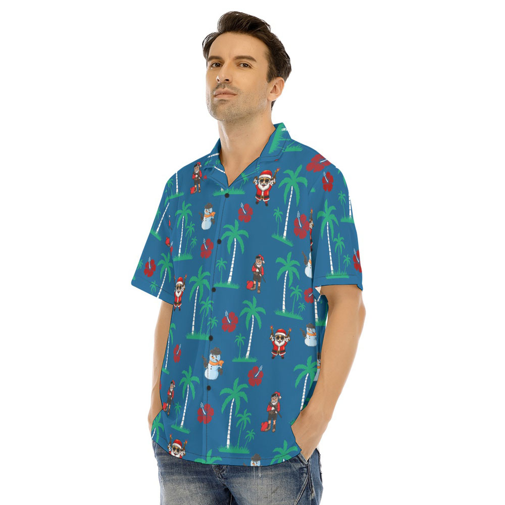 Cool Tactical Santa Claus Snowman Navy Hawaiian Shirt