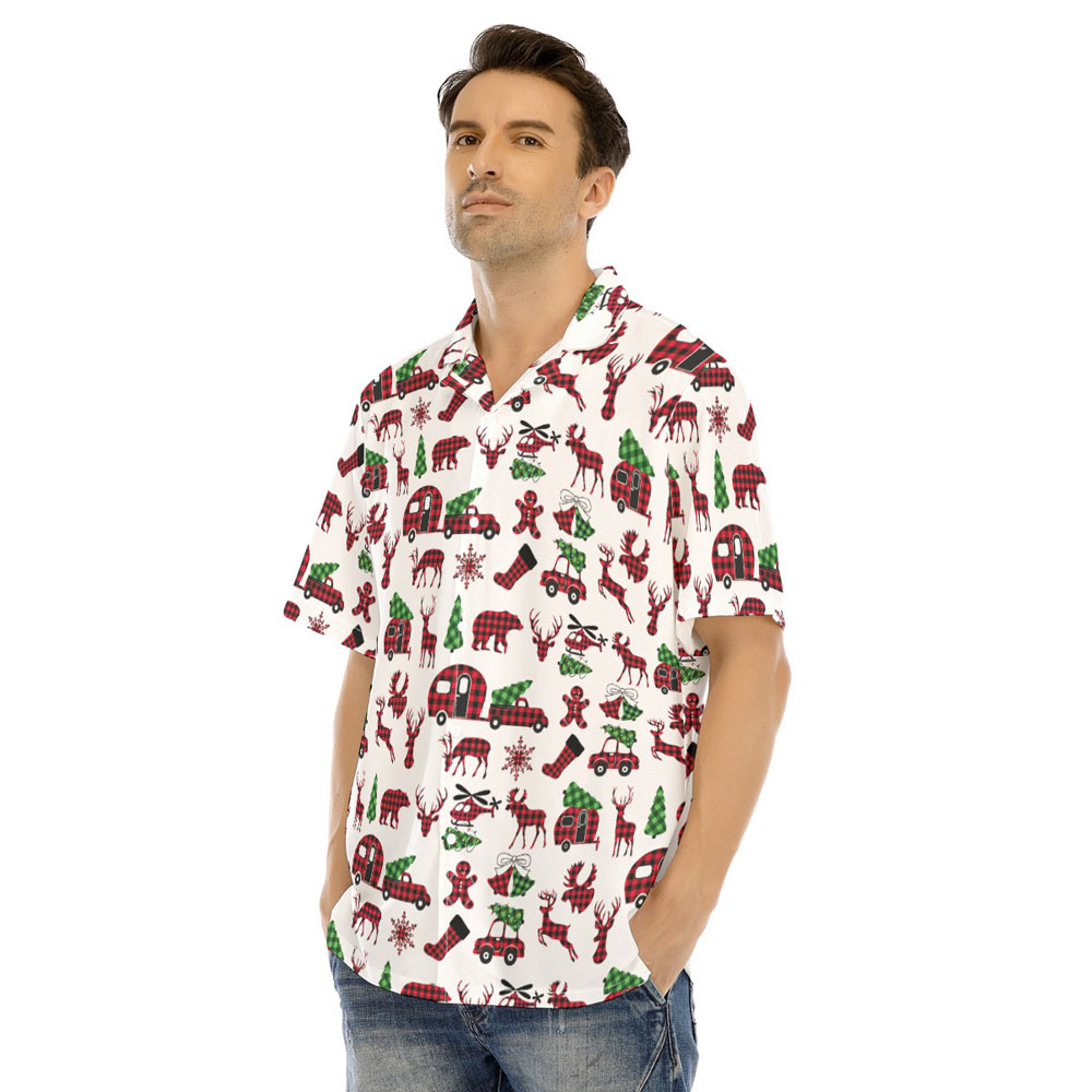 Buffalo Plaid Christmas Reindeer Hawaiian Shirt