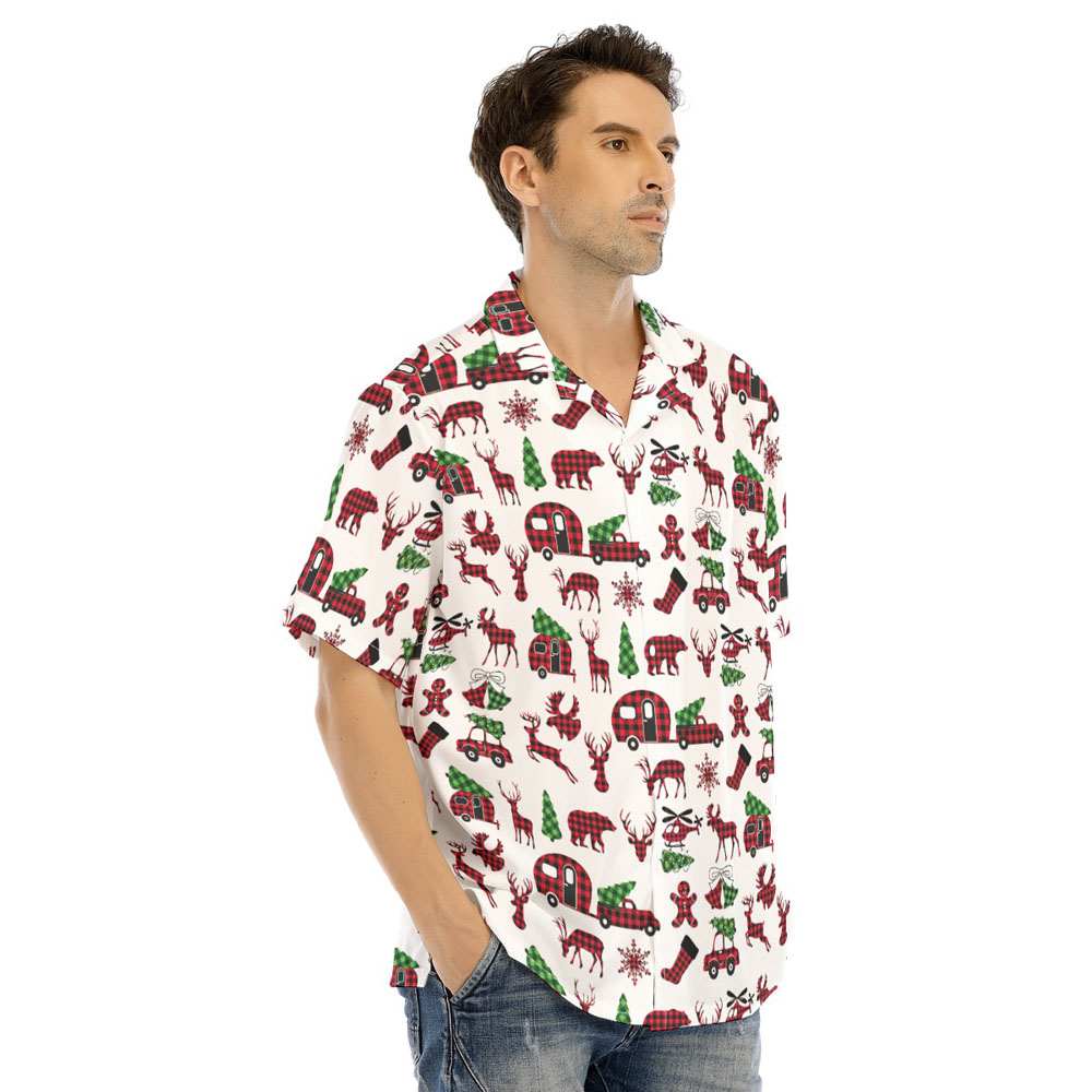 Buffalo Plaid Christmas Reindeer Hawaiian Shirt