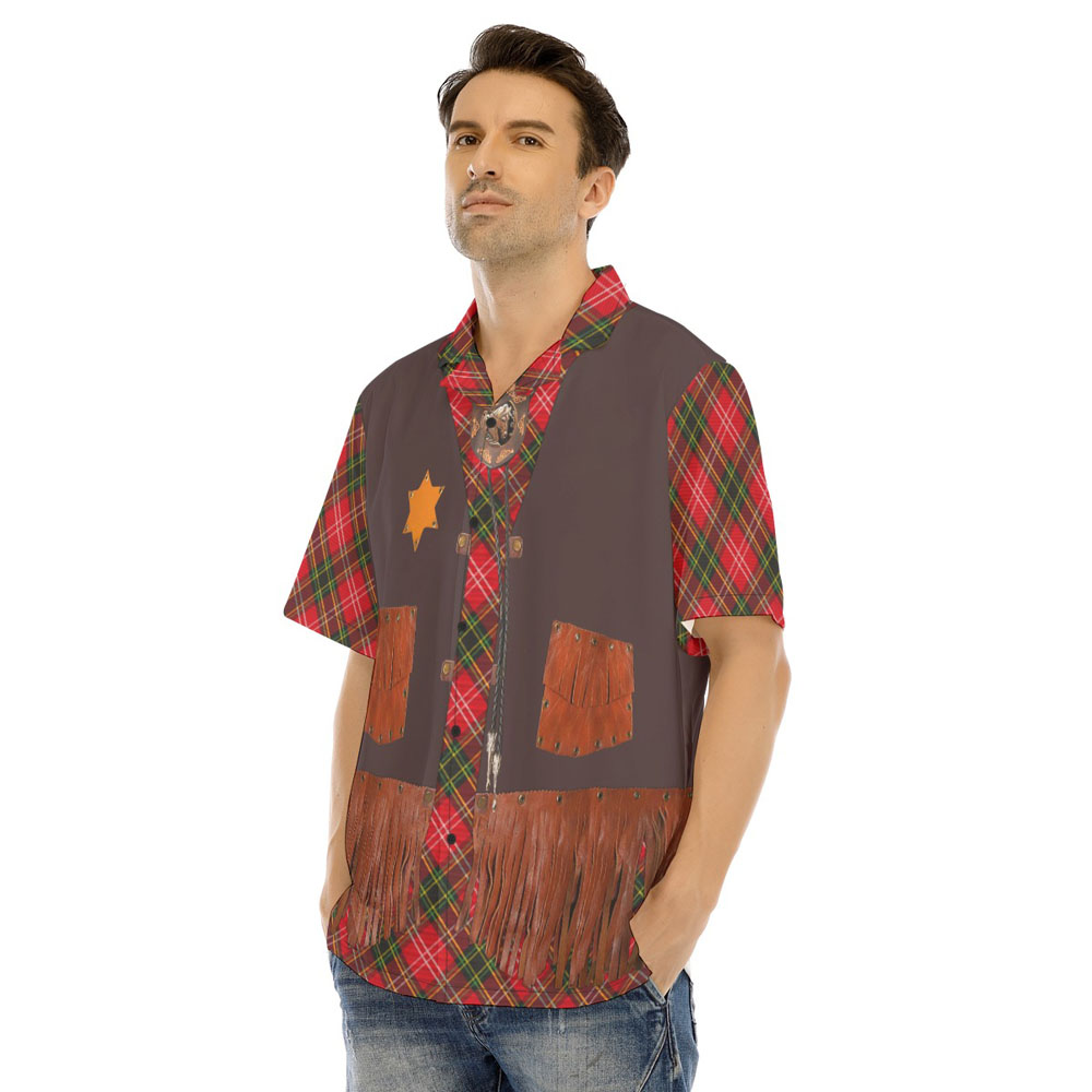 Christmas Santa Cowboy Vintage Style Hawaiian Shirt