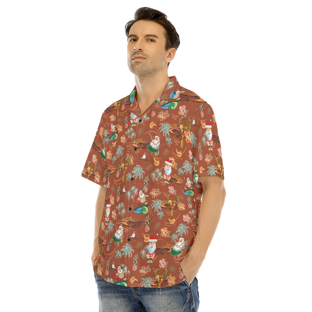Aloha Santa Claus Tropical Vintage Style Christmas Hawaiian Shirt
