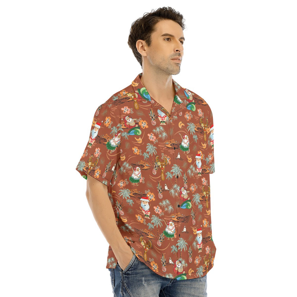 Aloha Santa Claus Tropical Vintage Style Christmas Hawaiian Shirt