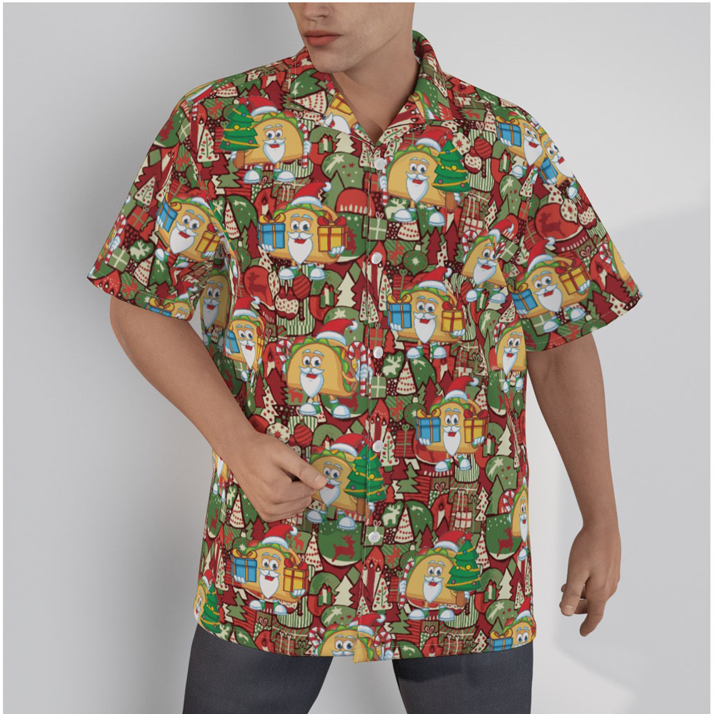Funny Christmas Taco Hawaiian Red Shirt For Men - variant image 1