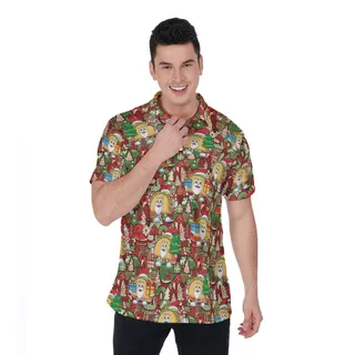 Funny Christmas Taco Hawaiian Polo Shirt For Men