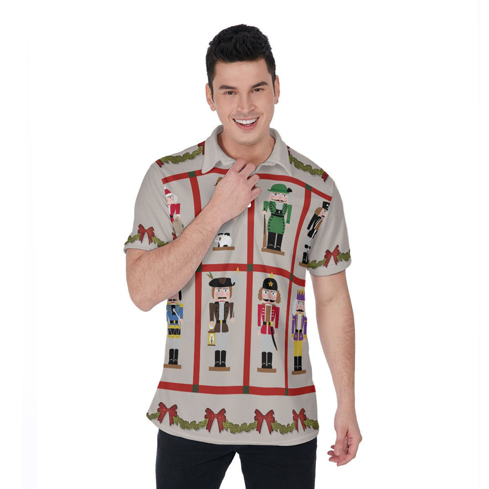 Funny Christmas Nutcracker Hawaiian Polo Golf Shirt For Men - variant image 1