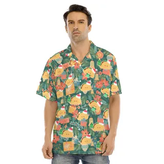 Funny Christmas Taco Floral Hawaiian Shirt