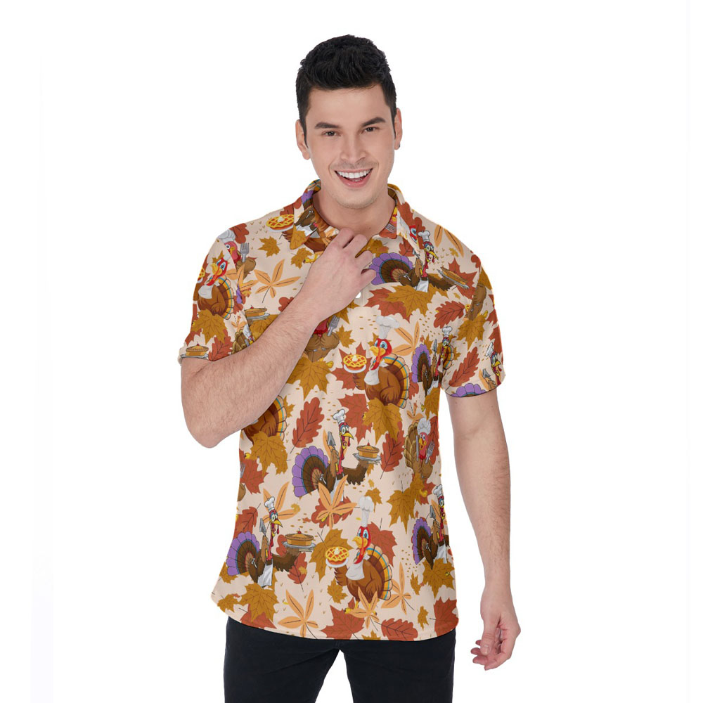 Chef Turkey Thanksgiving Hawaiian Polo Shirt - variant image 1