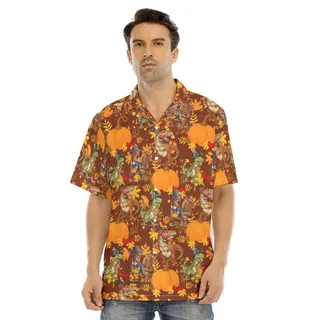 Thanksgiving Dinosaur Pumpkin Orange Hawaiian Shirt