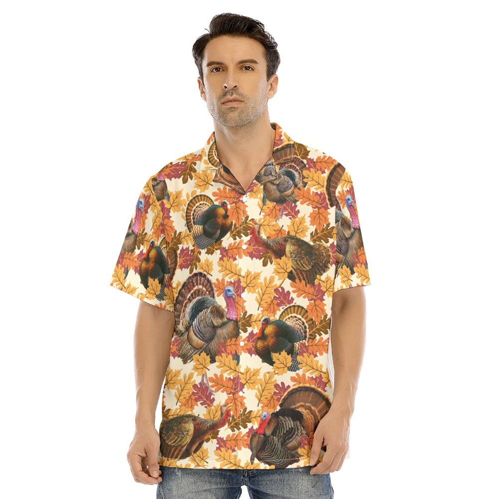 Thanksgiving Turkey Orange Autumn Leave Hawaiian Shirt - variant image 1