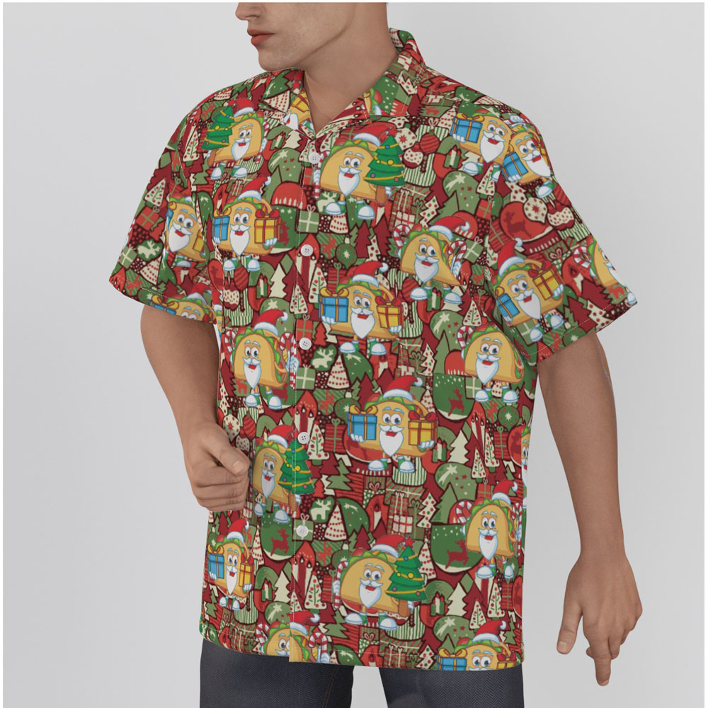 Funny Christmas Taco Hawaiian Red Shirt For Men
