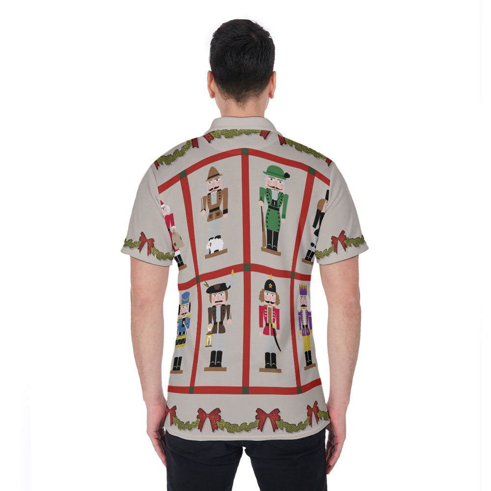 Funny Christmas Nutcracker Hawaiian Polo Golf Shirt For Men