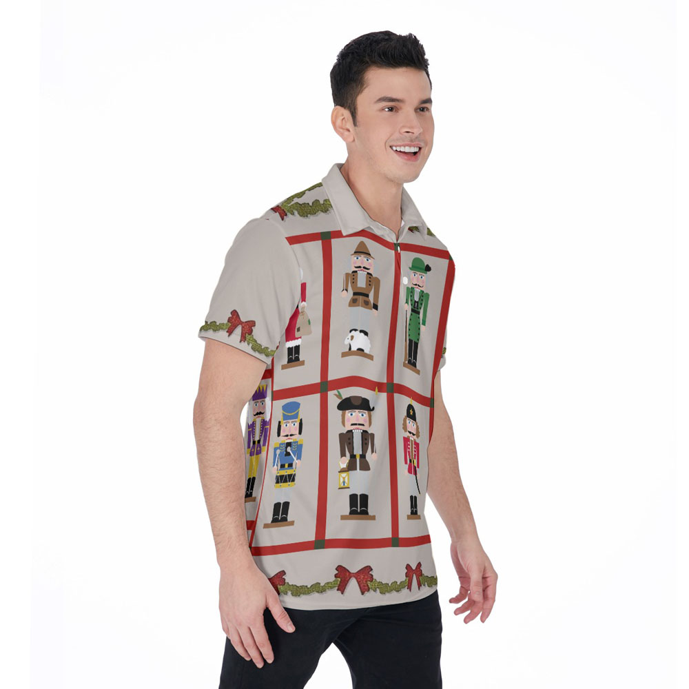 Funny Christmas Nutcracker Hawaiian Polo Golf Shirt For Men