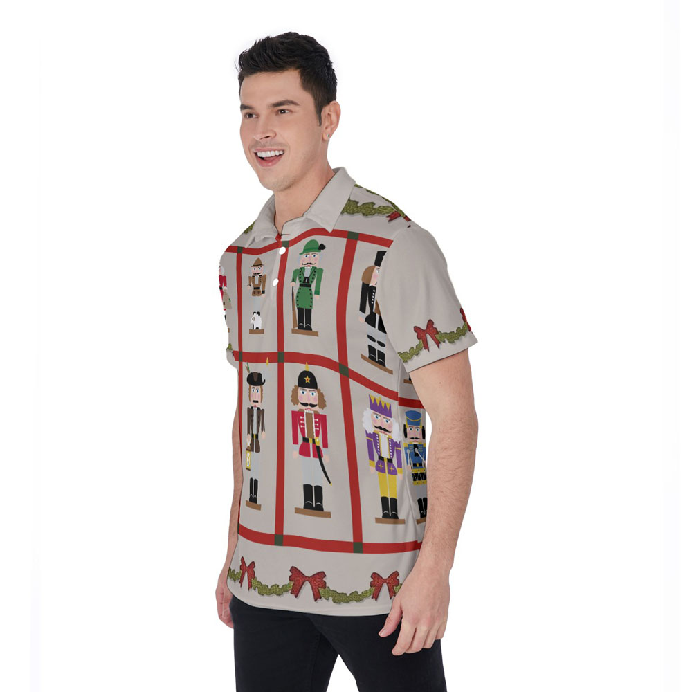 Funny Christmas Nutcracker Hawaiian Polo Golf Shirt For Men
