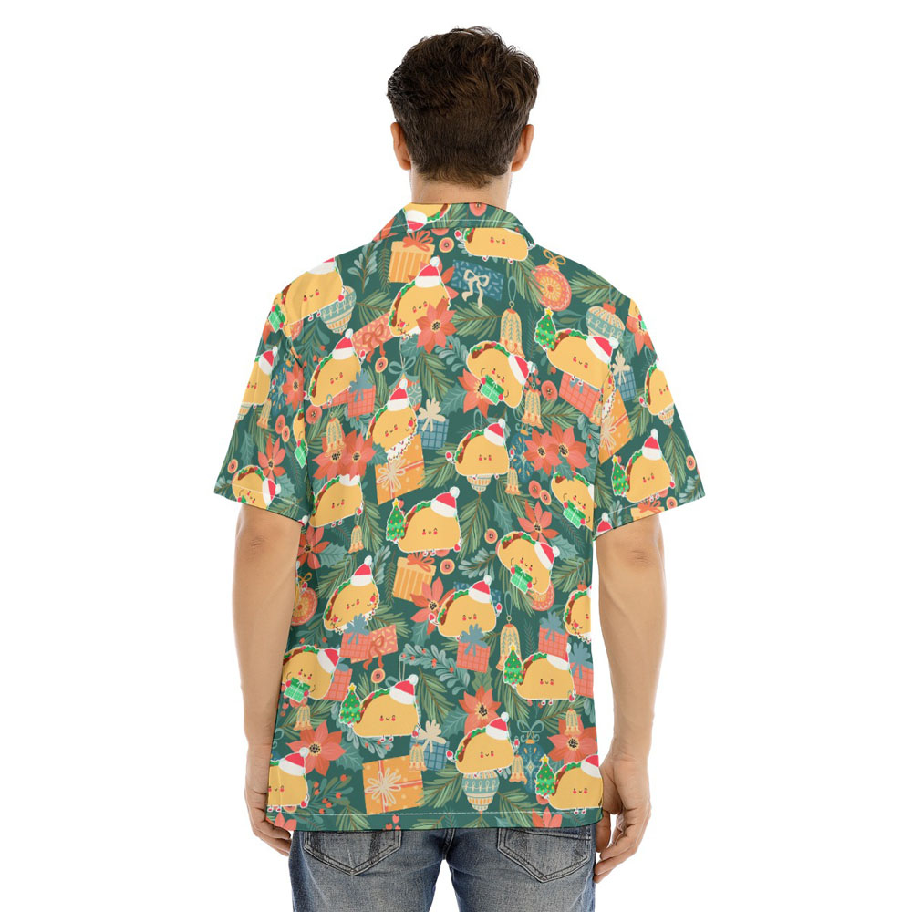 Funny Christmas Taco Floral Hawaiian Shirt