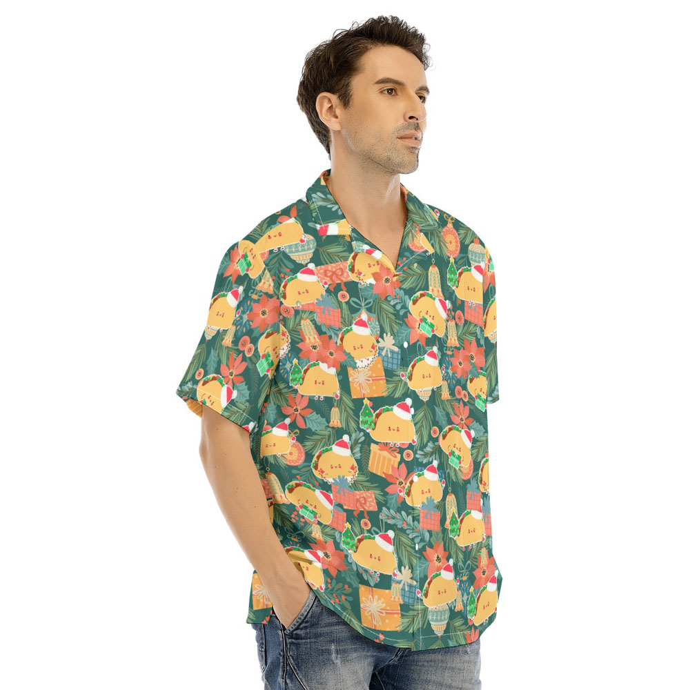 Funny Christmas Taco Floral Hawaiian Shirt