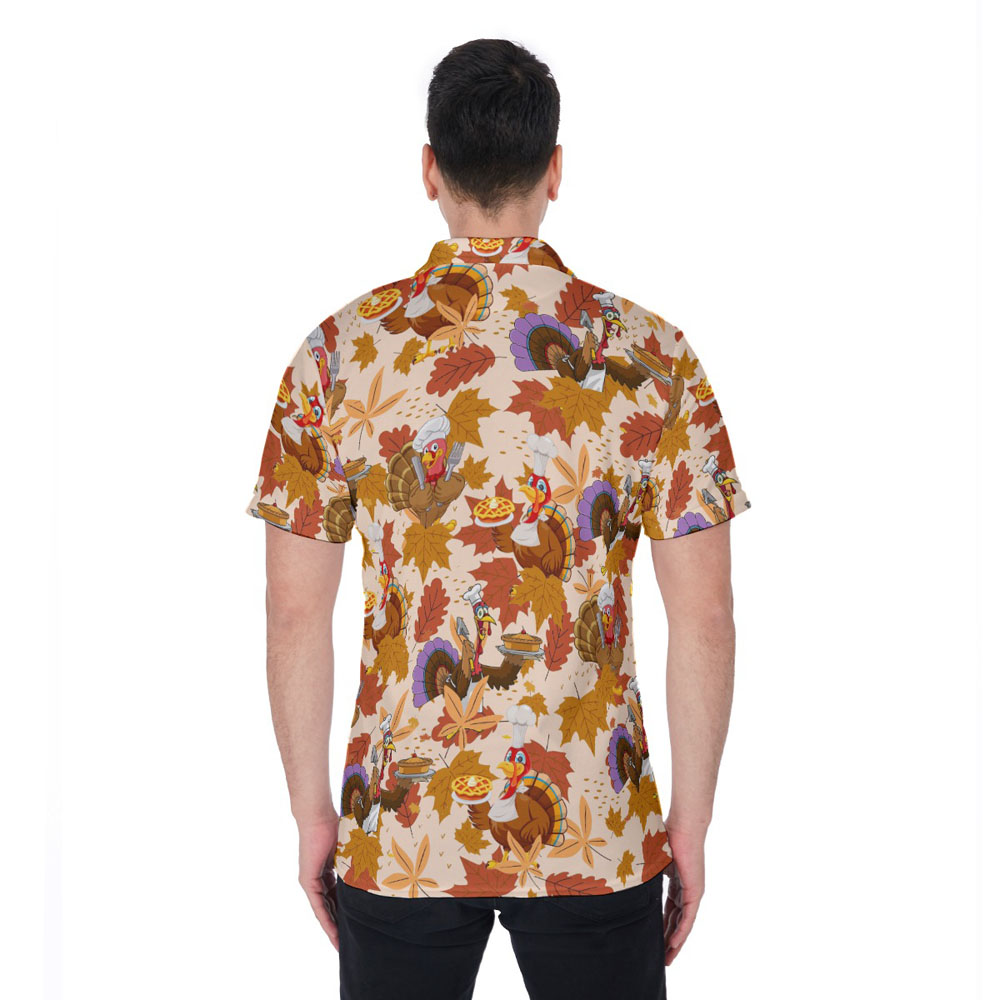 Chef Turkey Thanksgiving Hawaiian Polo Shirt