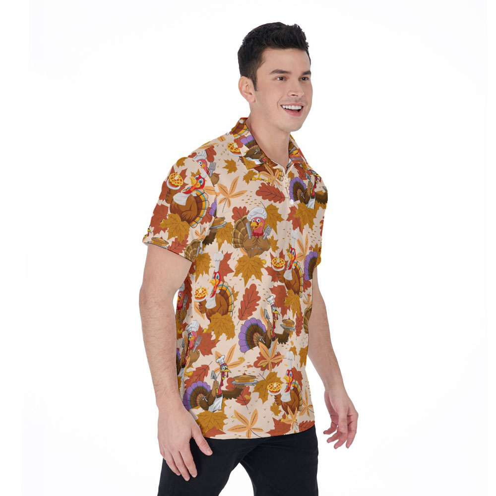 Chef Turkey Thanksgiving Hawaiian Polo Shirt