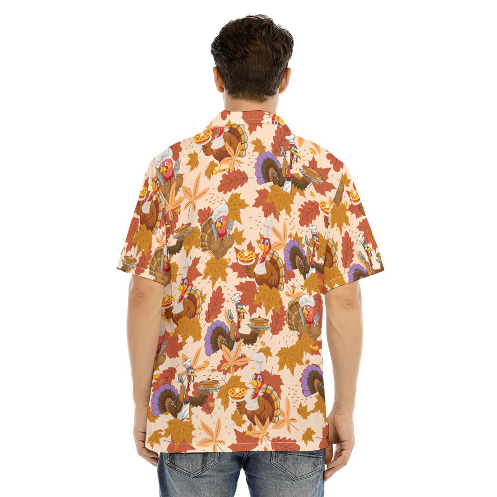 Funny Turkey Chef Thanksgiving Orange Hawaiian Shirt