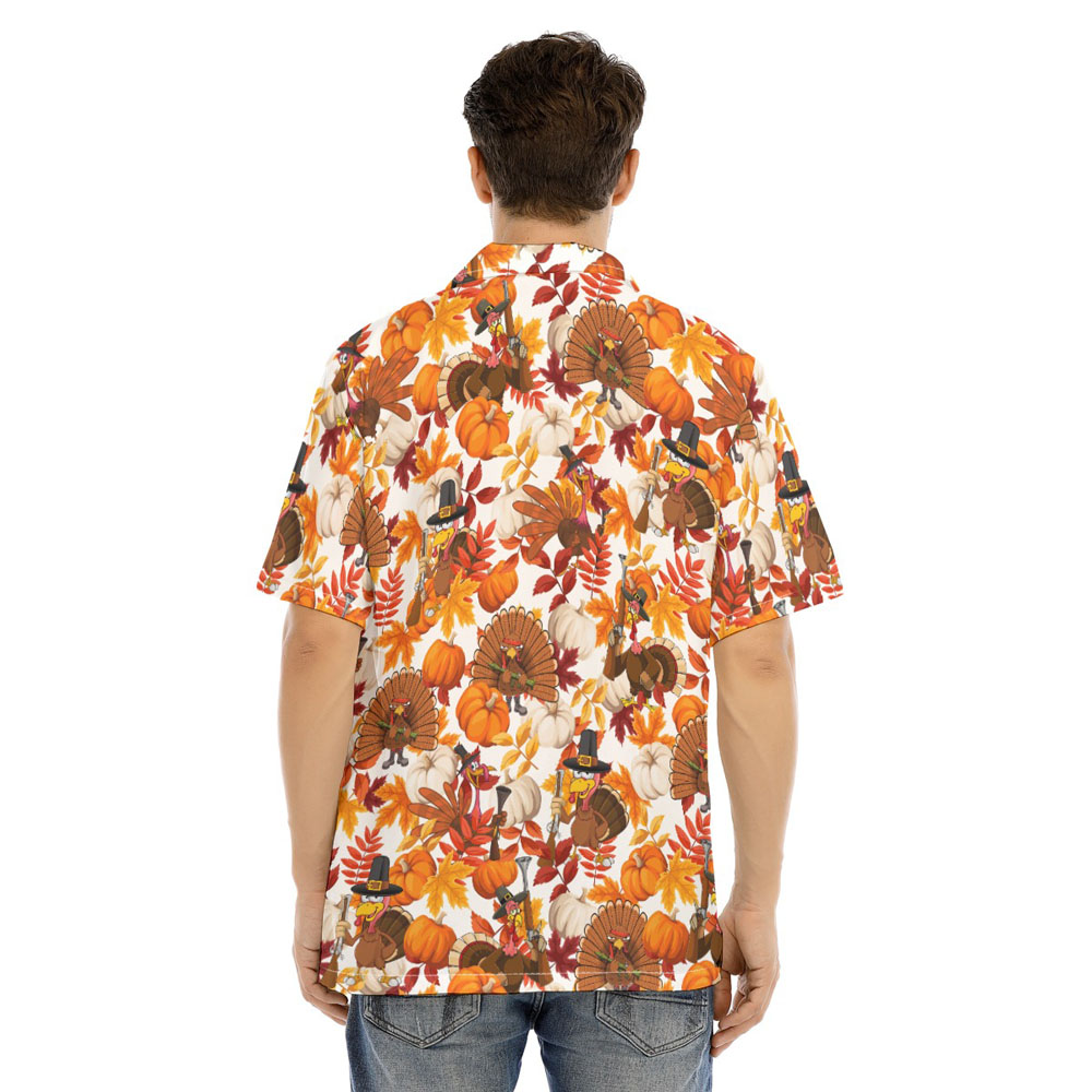 Funny Tactical Turkey With Gun Thanksgiving Hawaiian Shirt