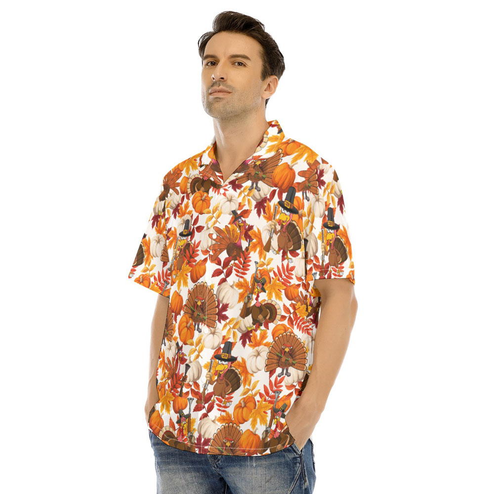 Funny Tactical Turkey With Gun Thanksgiving Hawaiian Shirt