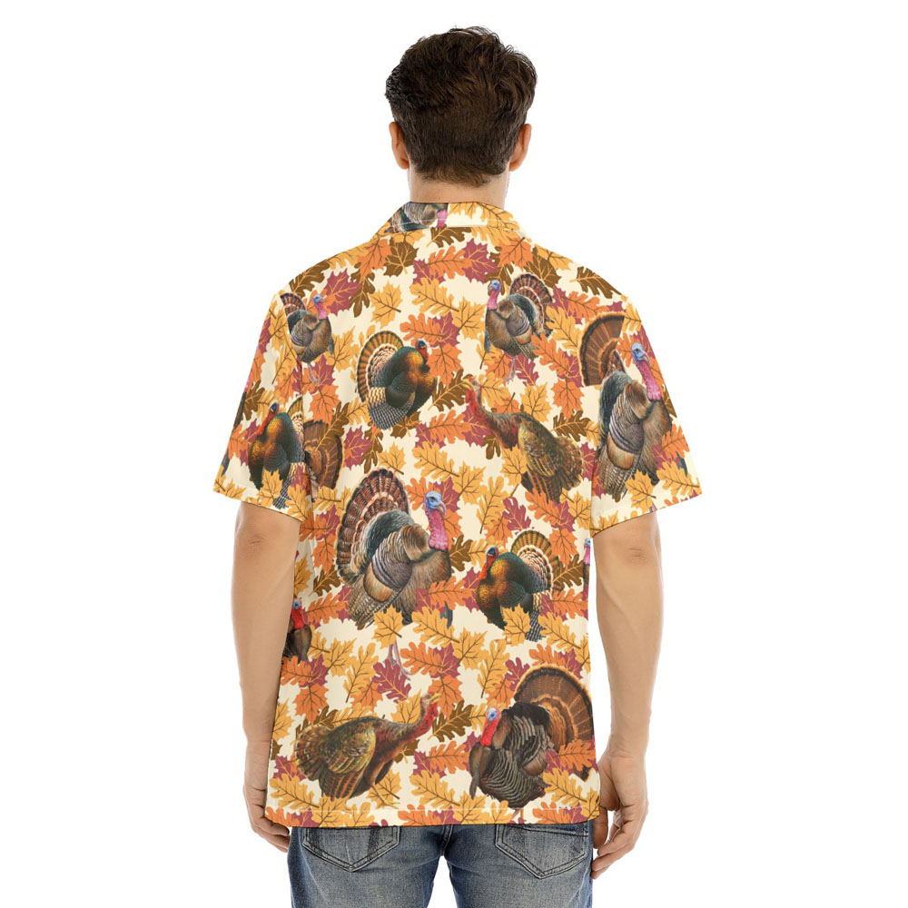 Thanksgiving Turkey Orange Autumn Leave Hawaiian Shirt