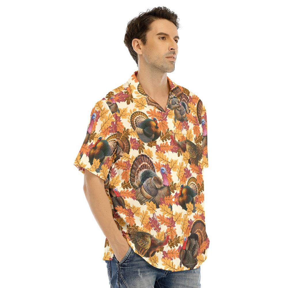 Thanksgiving Turkey Orange Autumn Leave Hawaiian Shirt