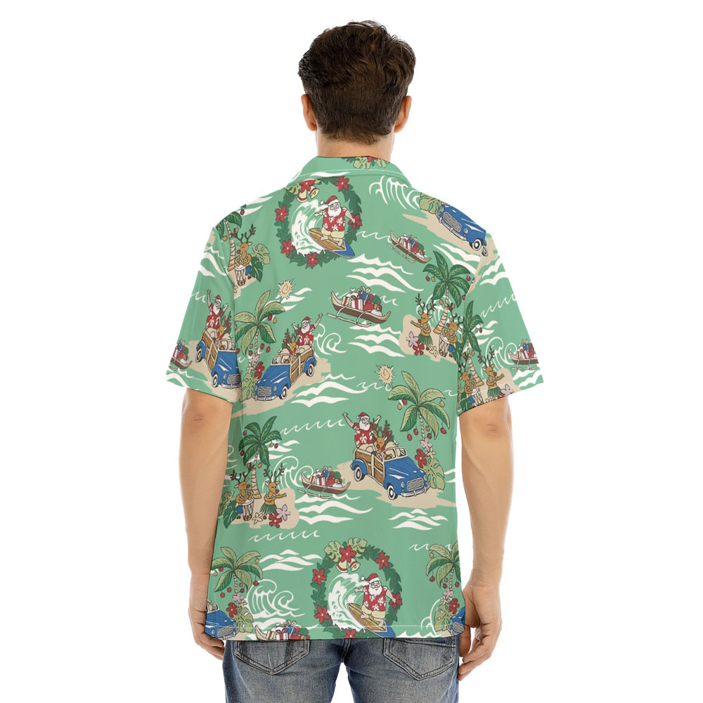 Green Christmas Santa Claus Summer Hawaiian Shirt