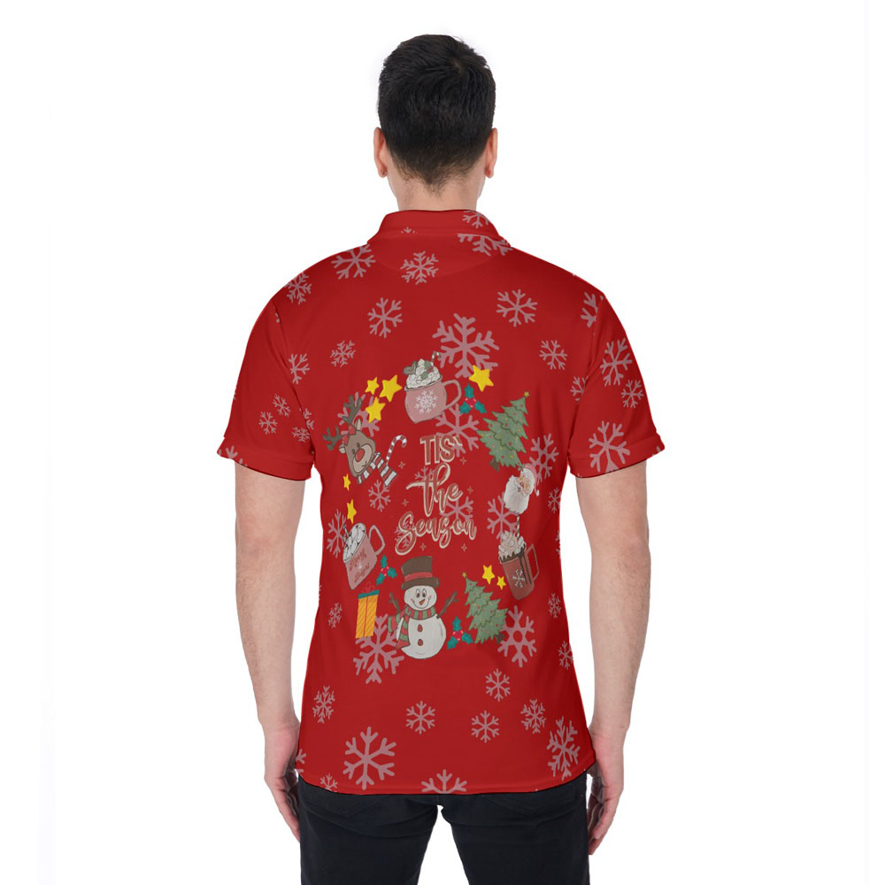 Tis The Season Christmas Snowman Hawaiian Polo Shirt