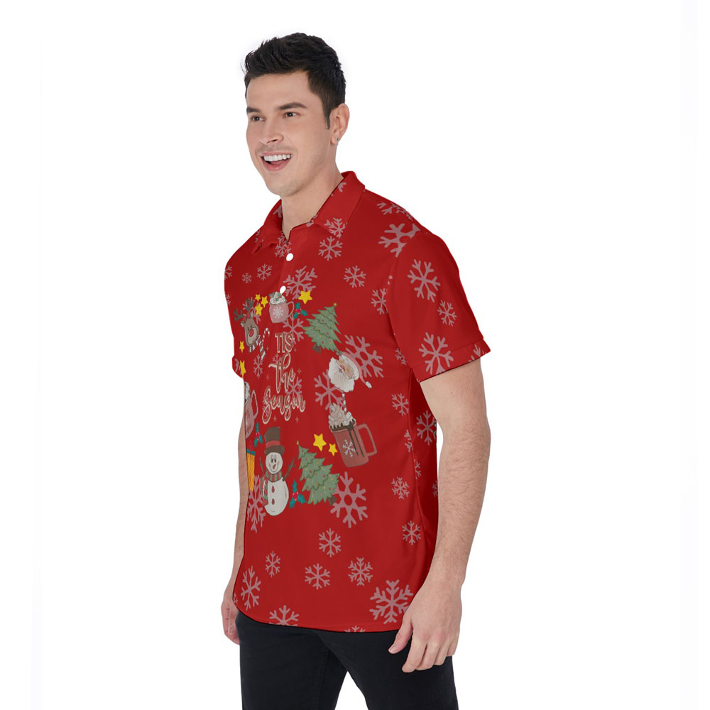 Tis The Season Christmas Snowman Hawaiian Polo Shirt
