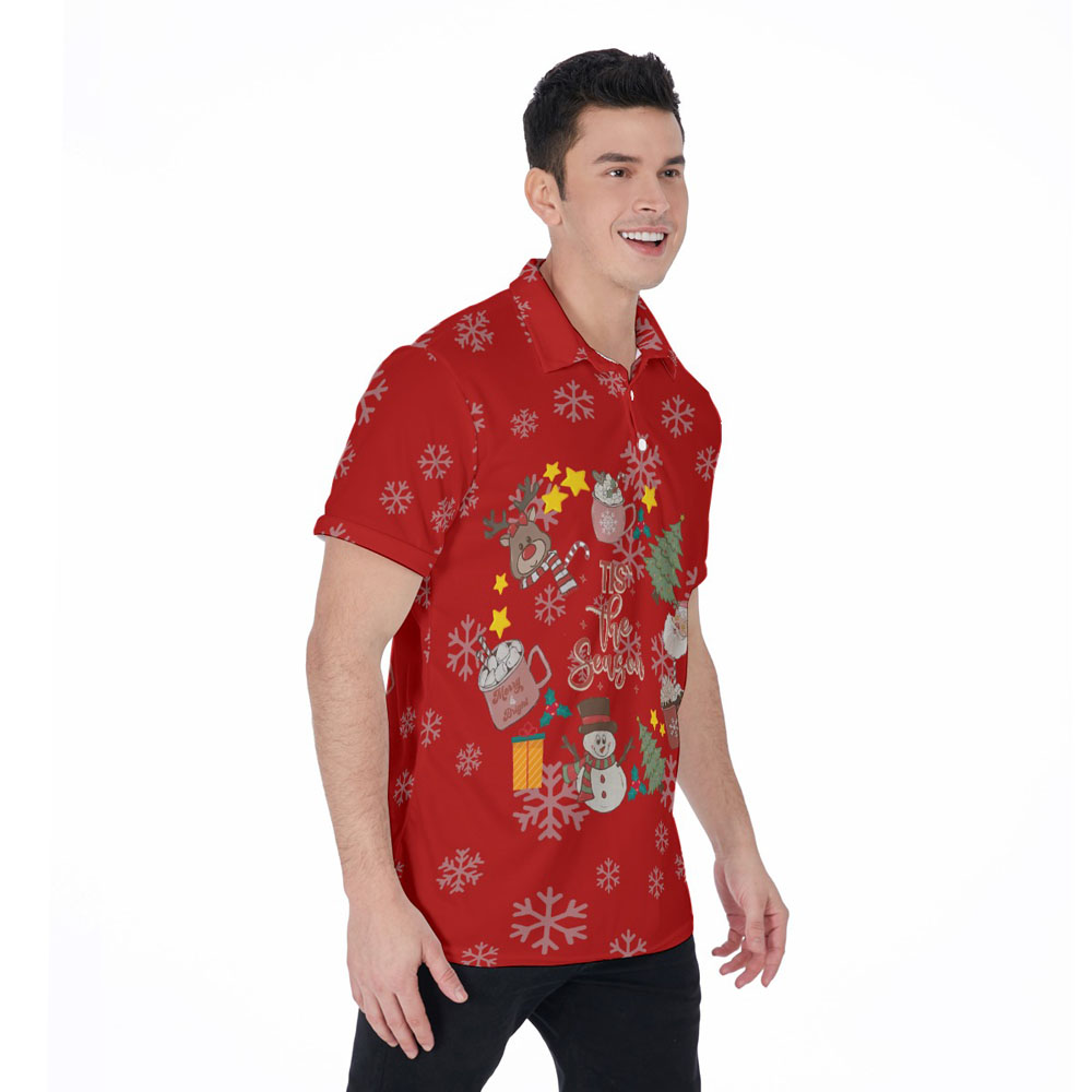 Tis The Season Christmas Snowman Hawaiian Polo Shirt
