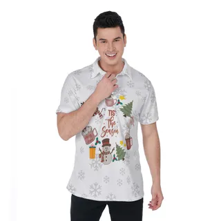 Tis The Season Christmas Hawaiian Polo Shirt For Men