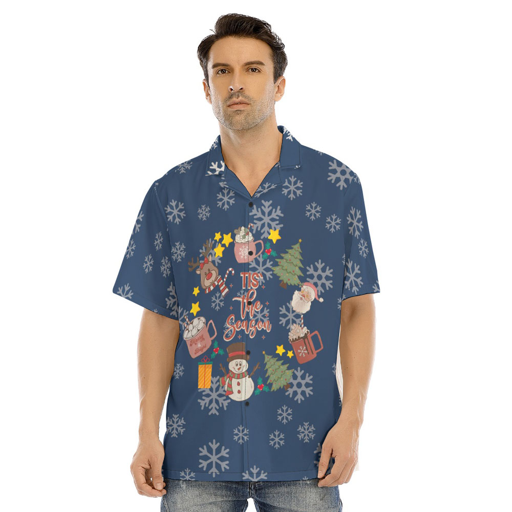 Christmas Santa Claus Tis The Season Navy Hawaiian Shirt - variant image 1