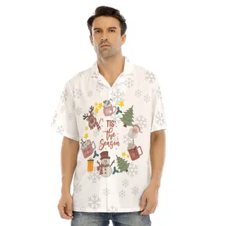 Tis The Season Christmas Hawaiian White Shirt