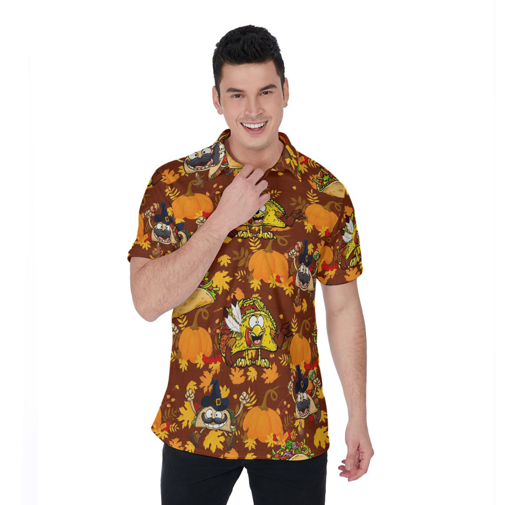 Funny Taco Thanksgiving Hawaiian Polo Shirt For Men - variant image 1