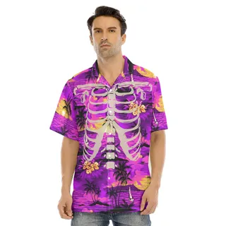 Tropical Beach Theme Skeleton Halloween Hawaiian Shirt