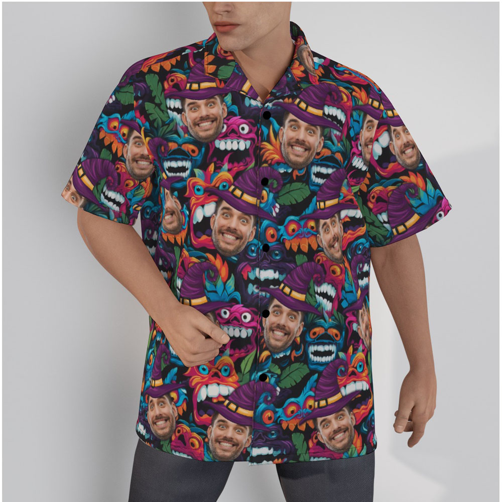 Funny Custom Face Halloween Monster Hawaiian Shirt - variant image 1