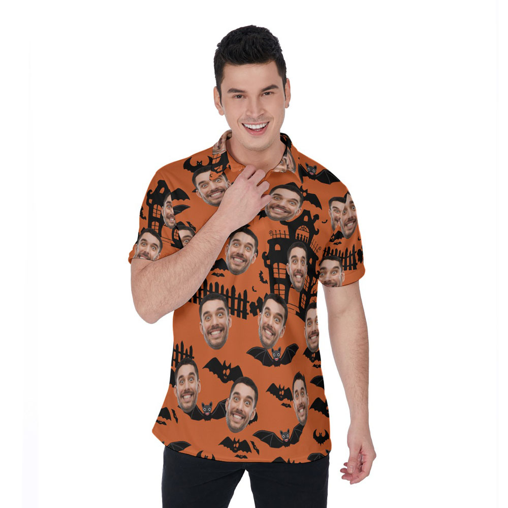 Horror Halloween Hawaiian Polo Shirt With Custom Face - variant image 1