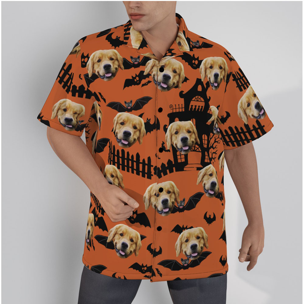 Funny Custom Dog Face Horror Halloween Hawaiian Shirt - variant image 1