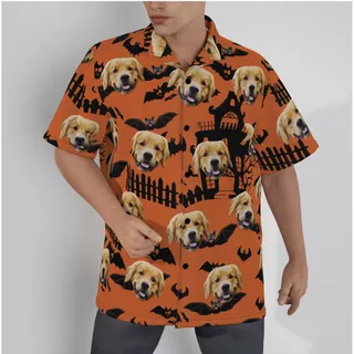 Funny Custom Dog Face Horror Halloween Hawaiian Shirt