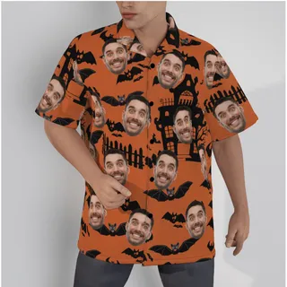 Custom Face Horror Halloween Hawaiian Shirt For Men