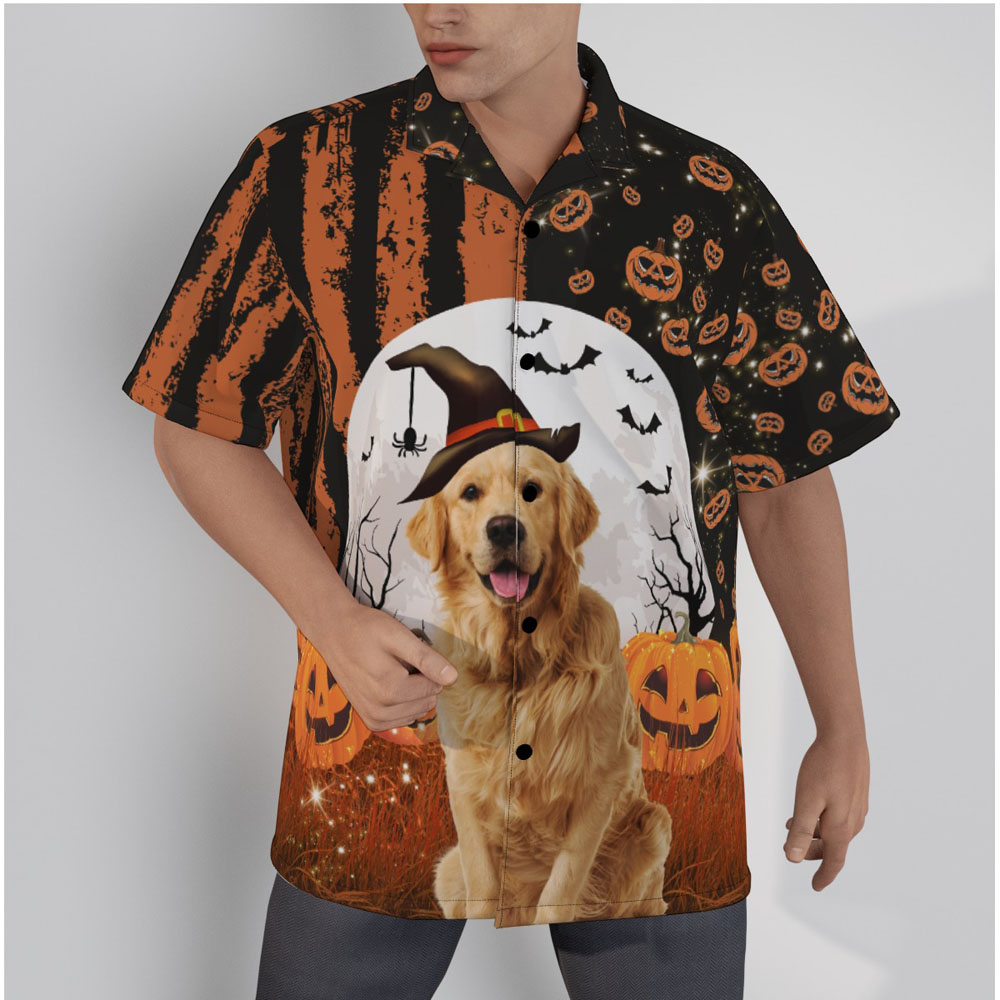 Funny Custom Dog Face Halloween Hawaiian Shirt - variant image 1