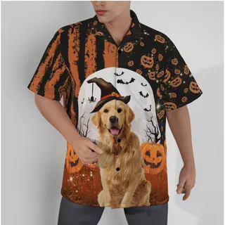 Funny Custom Dog Face Halloween Hawaiian Shirt